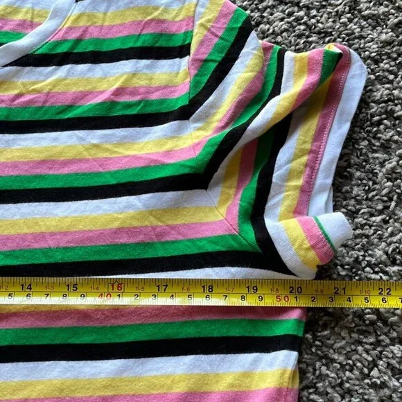 Tommy Hilfiger TShirt Women Large Multicolor Striped Cotton S Sleeve Preppy Top - Picture 4 of 6